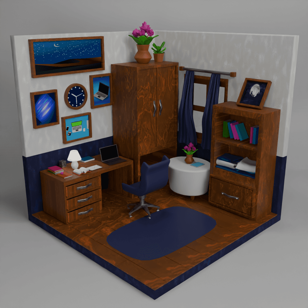 Isometric study room render