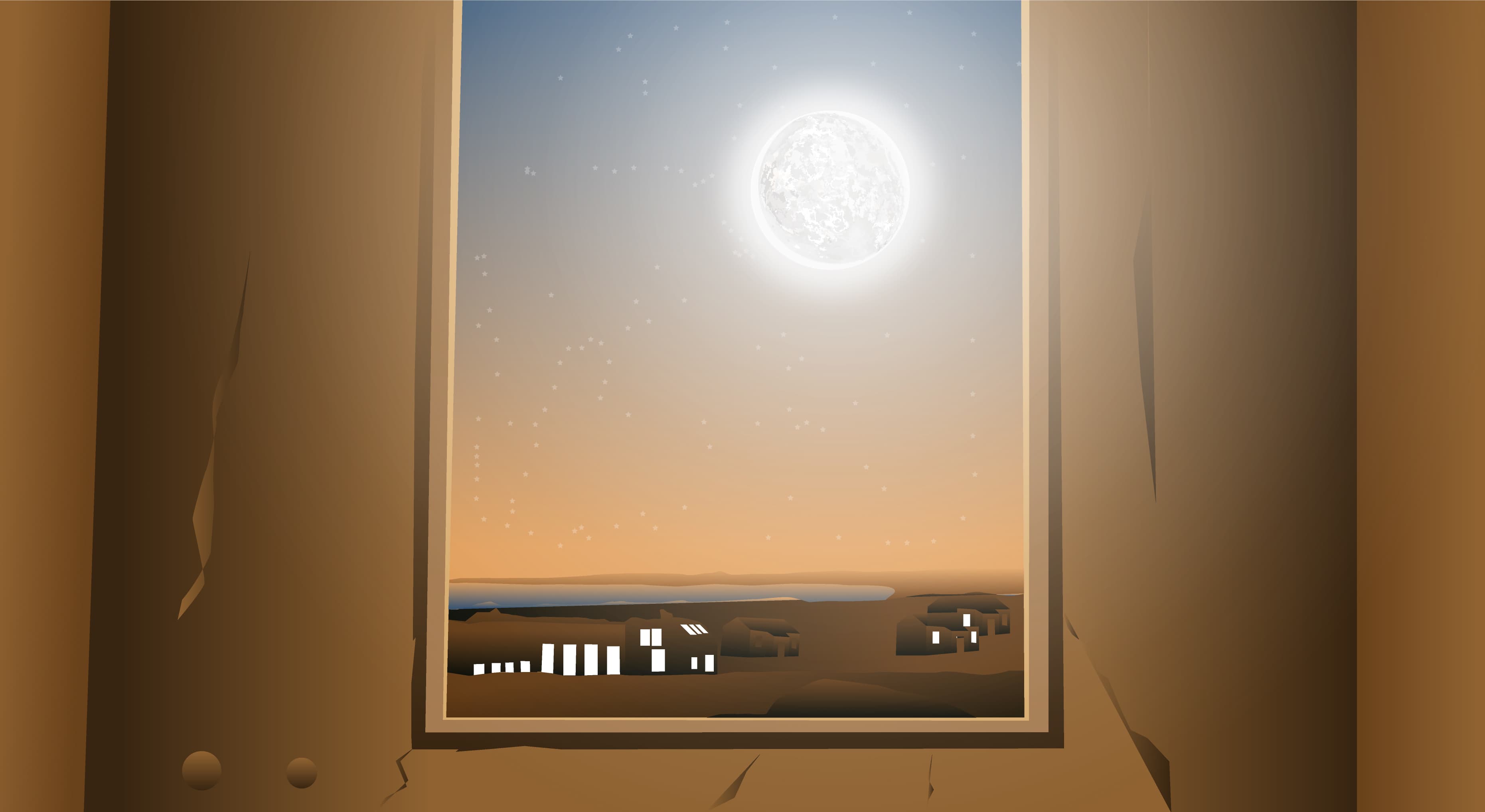 Window scene illustration