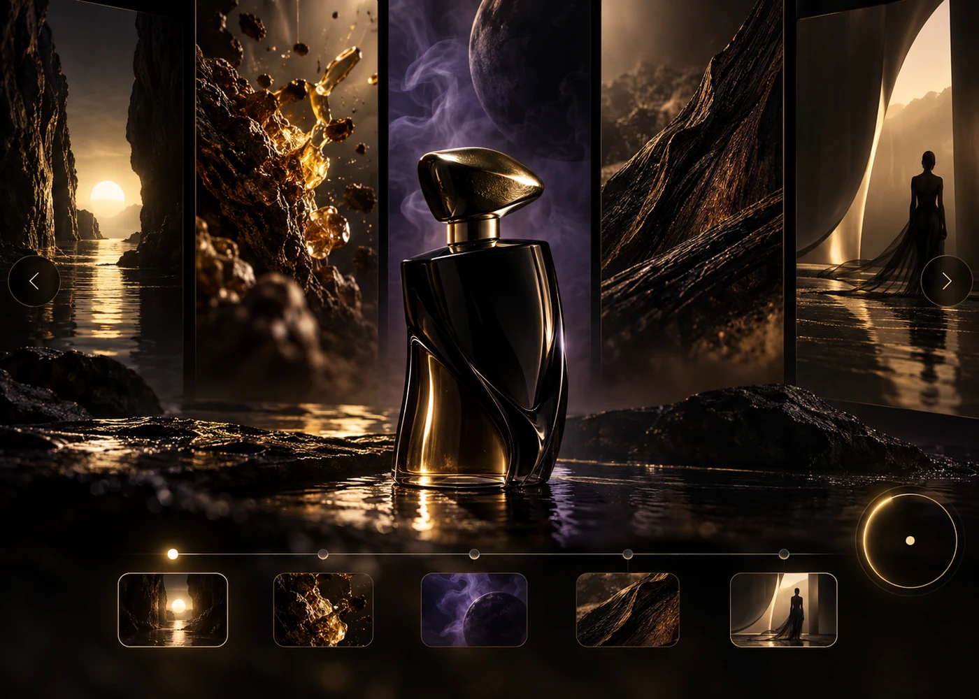 luxury fragrance showcase, original ZYFISTA illustration